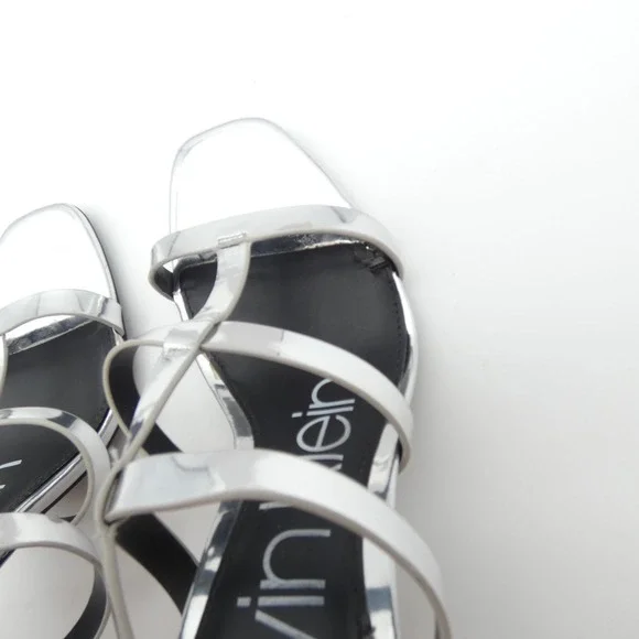 Calvin Klein Dolcita Metallic Silver Strappy Stiletto Sandals 6M 34E5956-SLV - Picture 6 of 8
